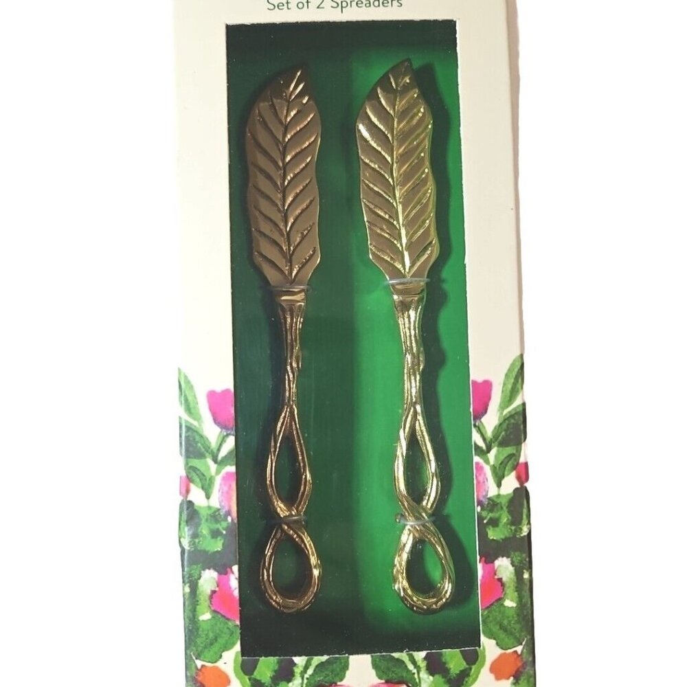 Charming Charlie Cheese Spreaders Gorgeus Gardns Gold Hand Crafted Plated Brass